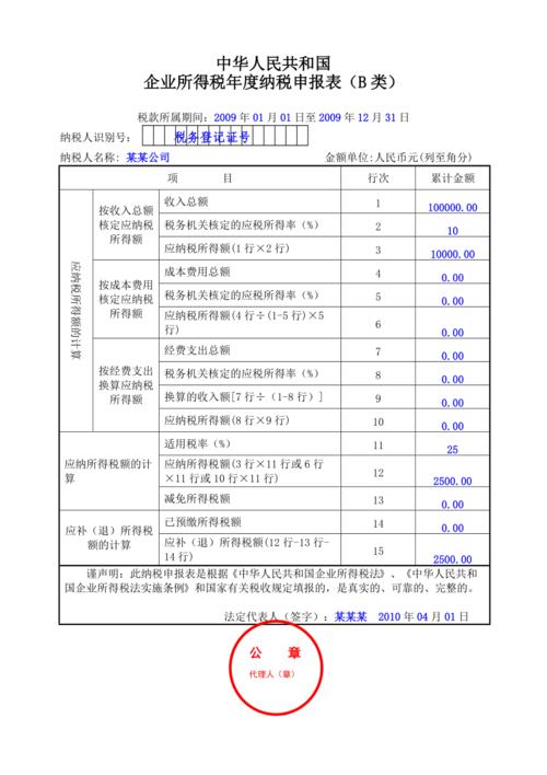 企业所得税年度纳税申报表a类下载