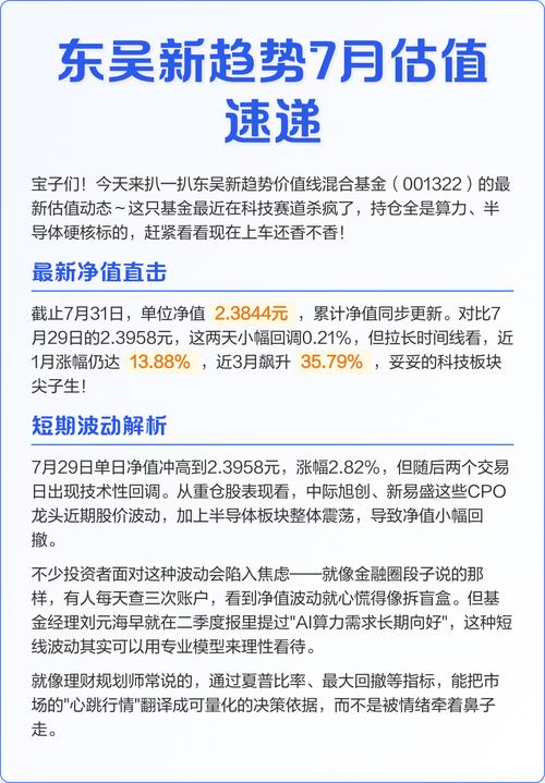 东吴新趋势基金001322今天净值