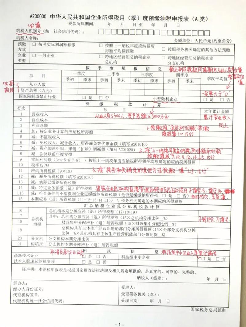 企业所得税季度申报表b类下载