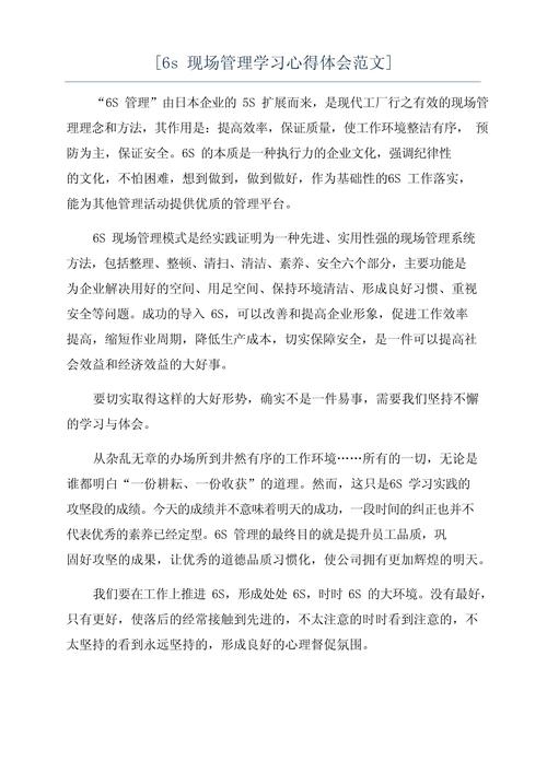 生产6s的培训心得体会怎么写