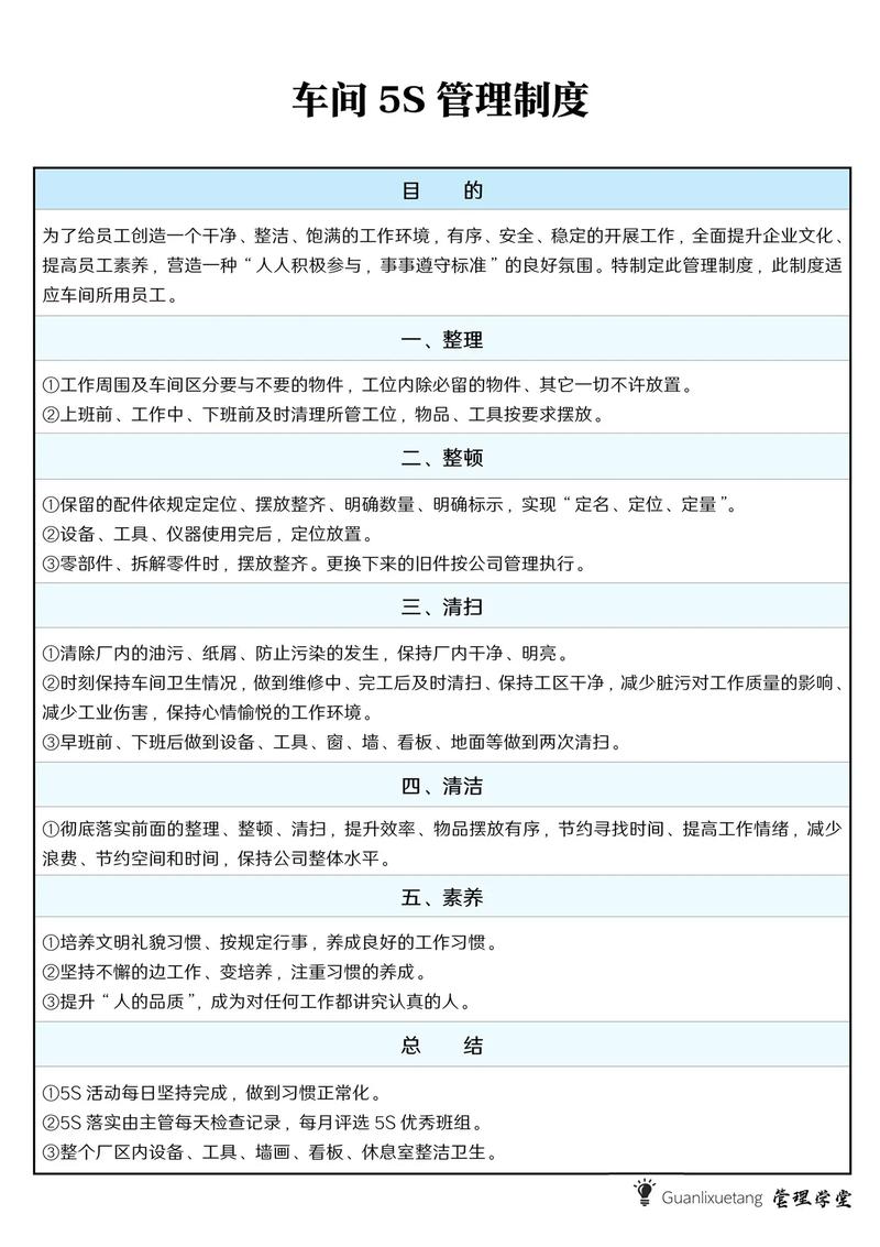生产车间5s管理制度成果总结