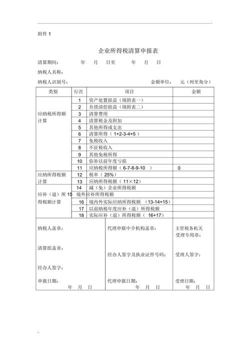 企业清算所得税申报表怎么填